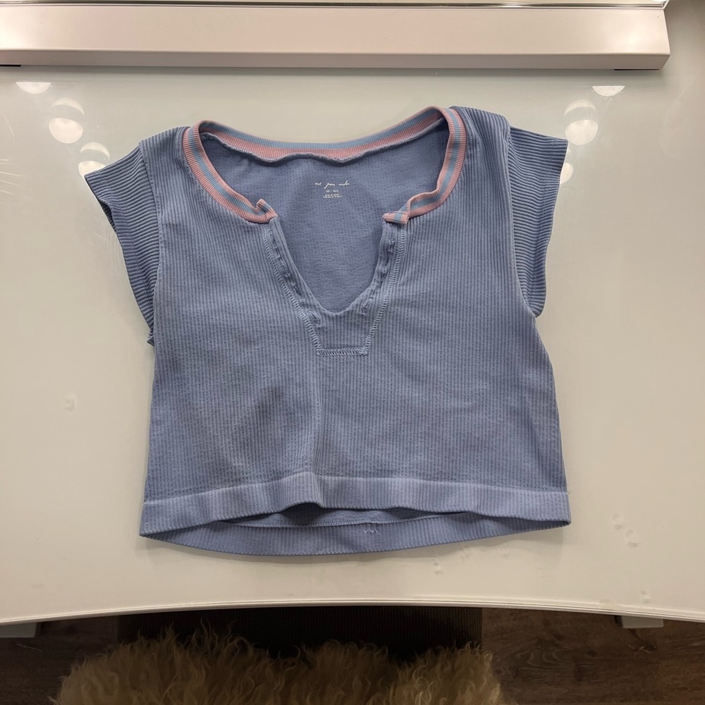 urban outfitters blue and pink go for gold top